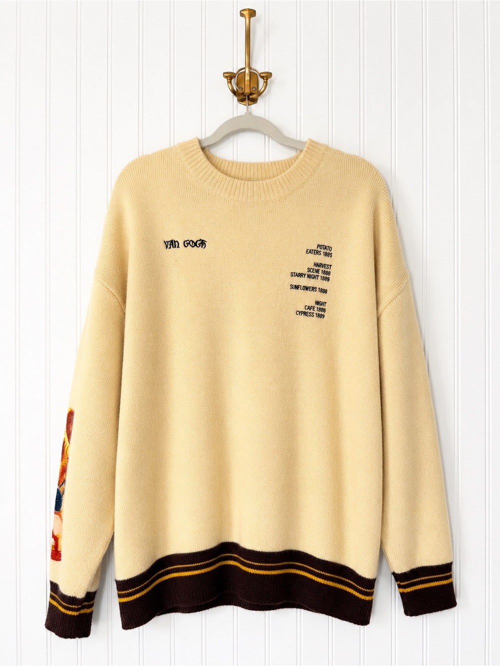 Aelfric Eden Sunflowers & Self-Portrait Van Gogh Sweater Cream Brown XL Van Gogh